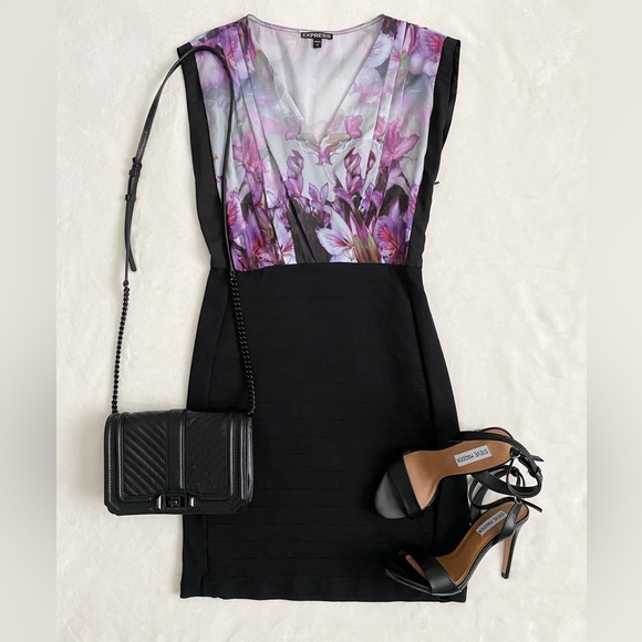 Express Belted Floral Print Dress Small - Picture 2 of 13